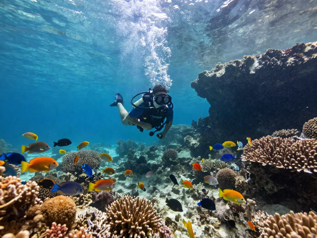 Tauchen in Playa del Carmen - Deep Dive Mexico mit lebhaften Korallenriffen und bunten Fischen.